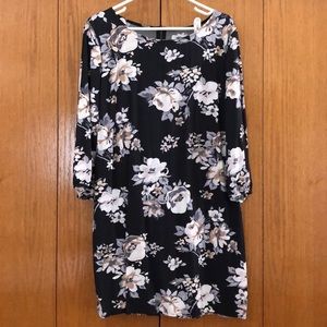 Dark blue / gray floral Old Navy dress, sz L